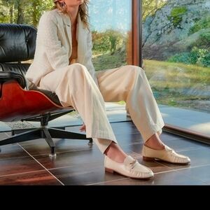 Sam Edelman Women's Cream Loafers Gold Hardware Size 11